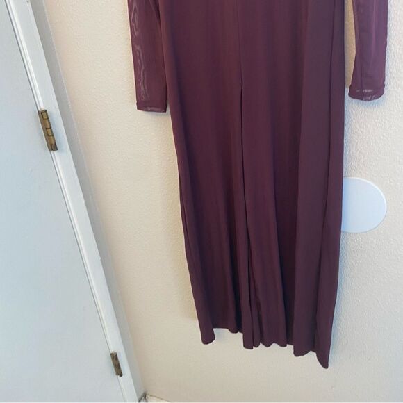 WEISSMAN Balera Dance Costume burgundy Culotte Unitard With Mesh MJ11187 MA - Picture 6 of 13